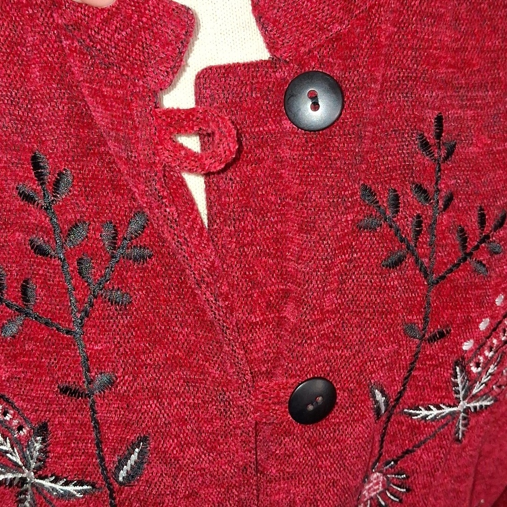 White Stag /Red Embroidered Cardigan Jacket- W Sz Large- 12-14 - Picture 4 of 6